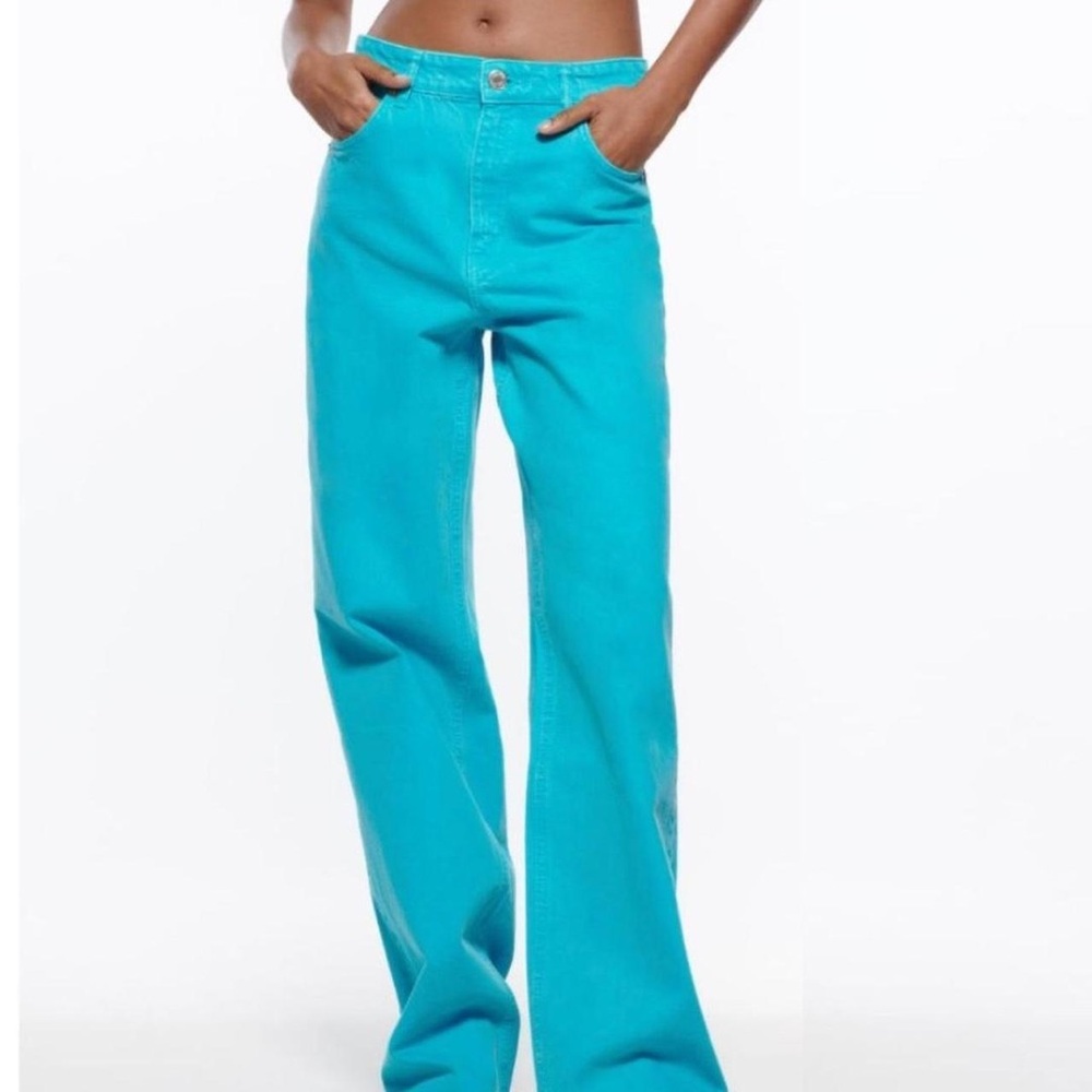 Zara Wide Leg High Rise Denim Jeans Womens Size 4 Eur36Y2K 90s Eclectic Colorful